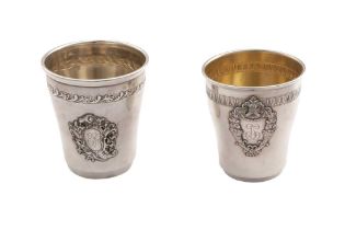 TWO LATE 19TH / EARLY 20TH CENTURY FRENCH 950 STANDARD SILVER BEAKERS View at The Barley Mow Centre