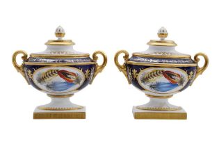 A PAIR OF ROYAL WORCESTER HERITAGE COLLECTION BONE CHINA VASES