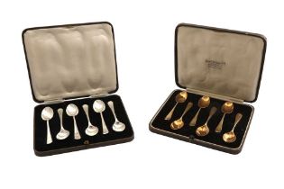 TWO CASED SETS OF STERLING SILVER COFFEE OR DEMITASSE SPOONS View at The Barley Mow Centre W4 4PH, f