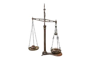 A SET OF VICTORIAN AVERY IRON COUNTER TOP GROCERS BALANCE SCALES