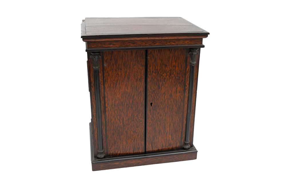 A 19TH CENTURY ZEBRANO WOOD TABLE TOP CABINET - Image 3 of 4