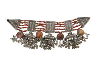 A SILVER AND CORAL NECKLACE FROM YEMEN