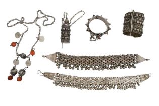 A GROUP OF SILVER JEWELLERY FROM YEMEN