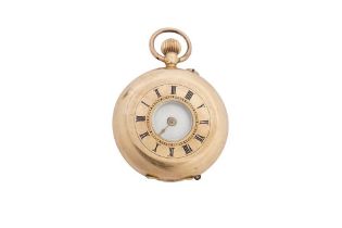 A LADIES HALF HUNTER POCKET WATCH