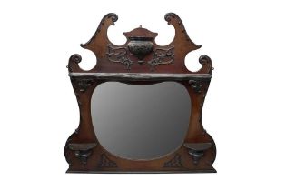 A LATE VICTORIAN MAHOGANY OVERMANTEL MIRROR