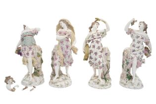 A GROUP OF FOUR LIMOGES GIBUS & REDON PORCELAIN FIGURINES OF FOUR SEASONS