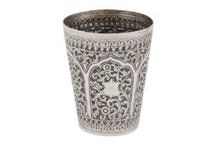 A LATE 19TH / EARLY 20TH CENTURY ANGLO - INDIAN SILVER BEAKER, POONA OR BOMBAY CIRCA 1900 View at Th