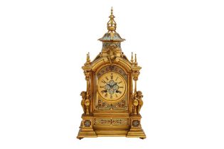 A 19TH CENTURY FRENCH ORMULU & CHAMPLEVE ENAMEL CLOCK, JAPEY FRERES MOVEMENT