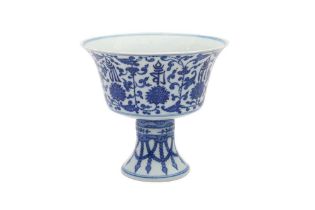 A CHINESE BLUE AND WHITE 'LANCA' STEM CUP