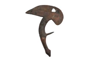 KOTA TRIBE, GABON; A BRONZE CURRENCY THROWING KNIFE / AXE, 19TH CENTURY