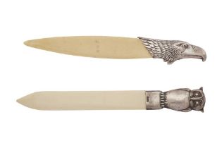 TWO EARLY 20TH CENTURY FINNISH SILVER NOVELTY PAPER KNIVES View at The Barley Mow Centre W4 4PH, fro