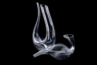 A PAIR OF RIEDEL DECANTERS