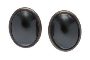A PAIR SILVER AND HEMATITE EARRINGS BY NIELS ERIK FROM