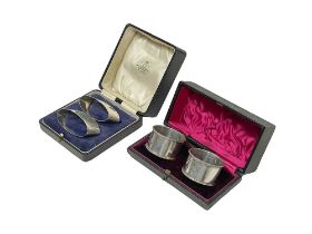 TWO CASED PAIR OF STERLING SILVER NAPKIN RINGS View at The Barley Mow Centre W4 4PH, from Friday 1st