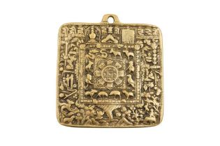 A SINO-TIBETAN POLISHED BRONZE PLAQUE