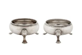 A pair of George II sterling silver salts, London 1744 by David Hennell (first reg. 23rd June 1736)