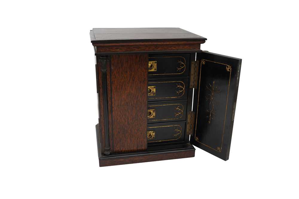 A 19TH CENTURY ZEBRANO WOOD TABLE TOP CABINET - Image 2 of 4