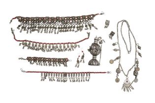 A GROUP OF SILVER JEWELLERY FROM YEMEN