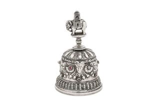 An early 20th century German sterling silver table bell, Bad Kissingen by Simon Rosenau import marks