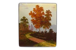 A RUSSIAN LAQUER BOX - AUTUMN SCENE