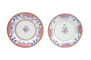 TWO CHINESE EXPORT FAMILLE-ROSE DISHES