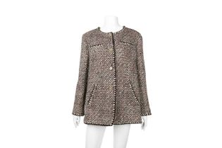 Chanel Brown Wool Tweed CC Jacket - Size 46