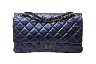 Chanel Metallic Blue Reissue 2.55 Double Flap Bag