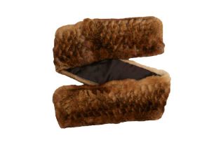 Chanel Brown Fur Logo Neck Scarf