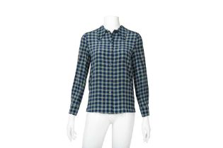 Miu Miu Blue Check Silk Shirt - Size 36