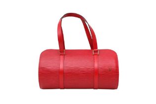 Louis Vuitton Castilian Red Epi Soufflot Barrel Bag