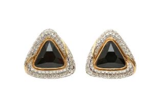 Yves Saint Laurent Black Statement Clip On Earrings