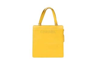 Chanel Mustard Logo Pocket Tote Bag