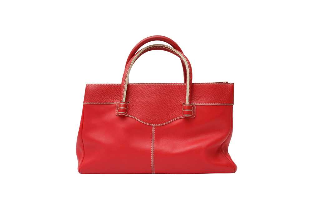 Tod's Red Small Top Handle Tote - Image 3 of 6