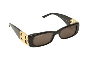 Balenciaga Black Dynasty BB Rectangle Sunglasses