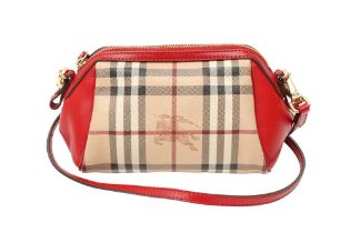 Burberry Red Haymarket Check Mini Crossbody Bag