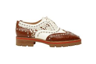 Christian Louboutin Brown Cappadonna Stud Brogue - Size 37.5