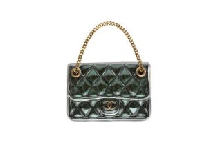 Chanel Teal Quilted Flap Bag PIn Brooch