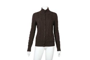 Loro Piana Brown Cashmere Cable Knit Cardigan - Size 38