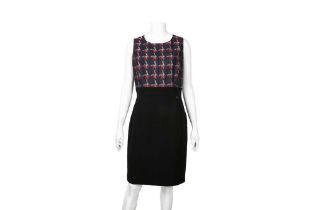 Chanel Black Wool Jacquard Sleeveless Dress - Size 40