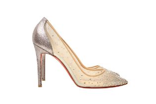 Christian Louboutin Nude Follies Strass Heeled Pump - Size 41