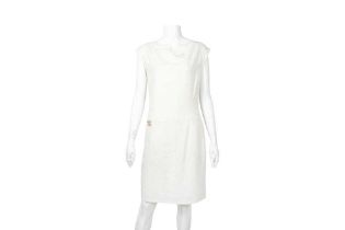 Chanel White Boucle CC Sleeveless Dress