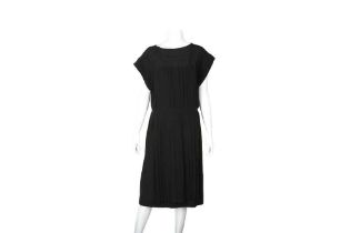 Chanel Black Silk CC Pleat Dress