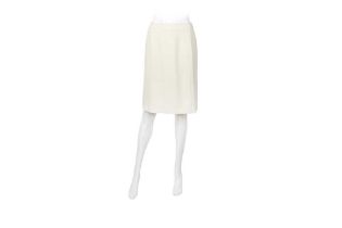 Chanel Ivory Crepe Flap Front Skirt