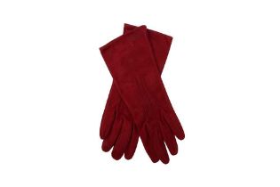 Prada Wine Suede Logo Gloves -Size 7.5