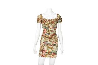 Dolce & Gabbana Beige Silk Tapestry Print Dress - Size 36