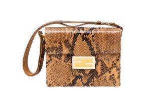 λ Fendi Beige Python Shoulder Bag