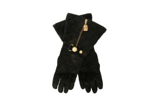 Chanel Black Suede Rue Cambon Gloves