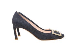 Roger Vivier Blue Trompette Metal Buckle Heeled Pump - Size 37.5