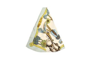 Hermes 'Frontaux et Cocardes' Print Silk Long Scarf