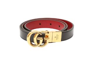 Gucci Black Marmont GG Reversible Belt - Size 75